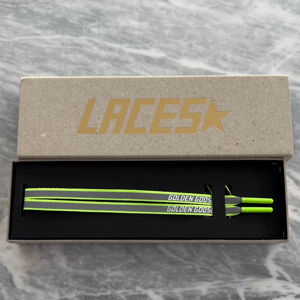 Golden Goose Neon Green and Gray Shoelaces
